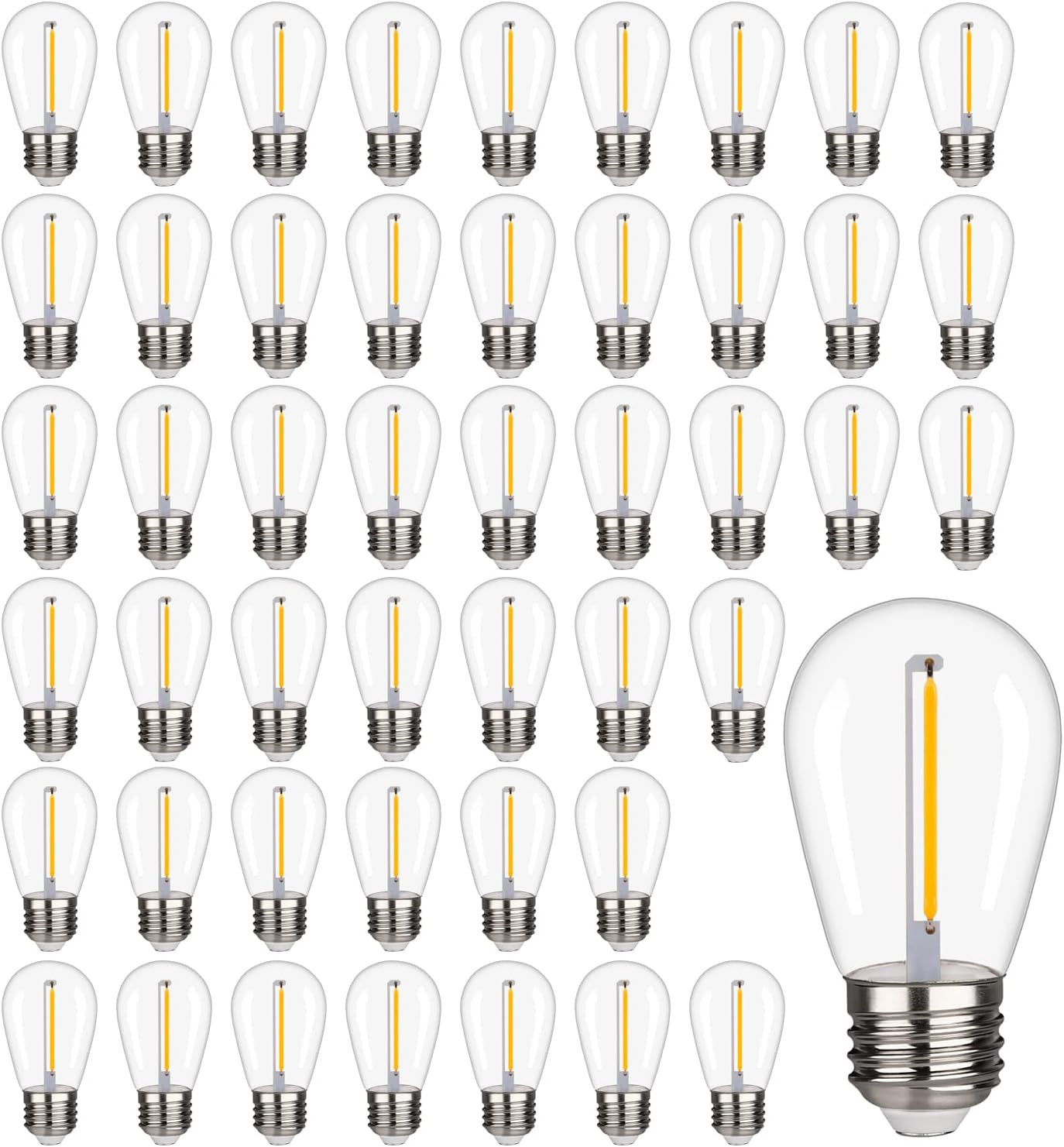 48 Pack S14 LED String Light Bulbs, 1W Shatterproof & Waterproof Outdoor Indoor 