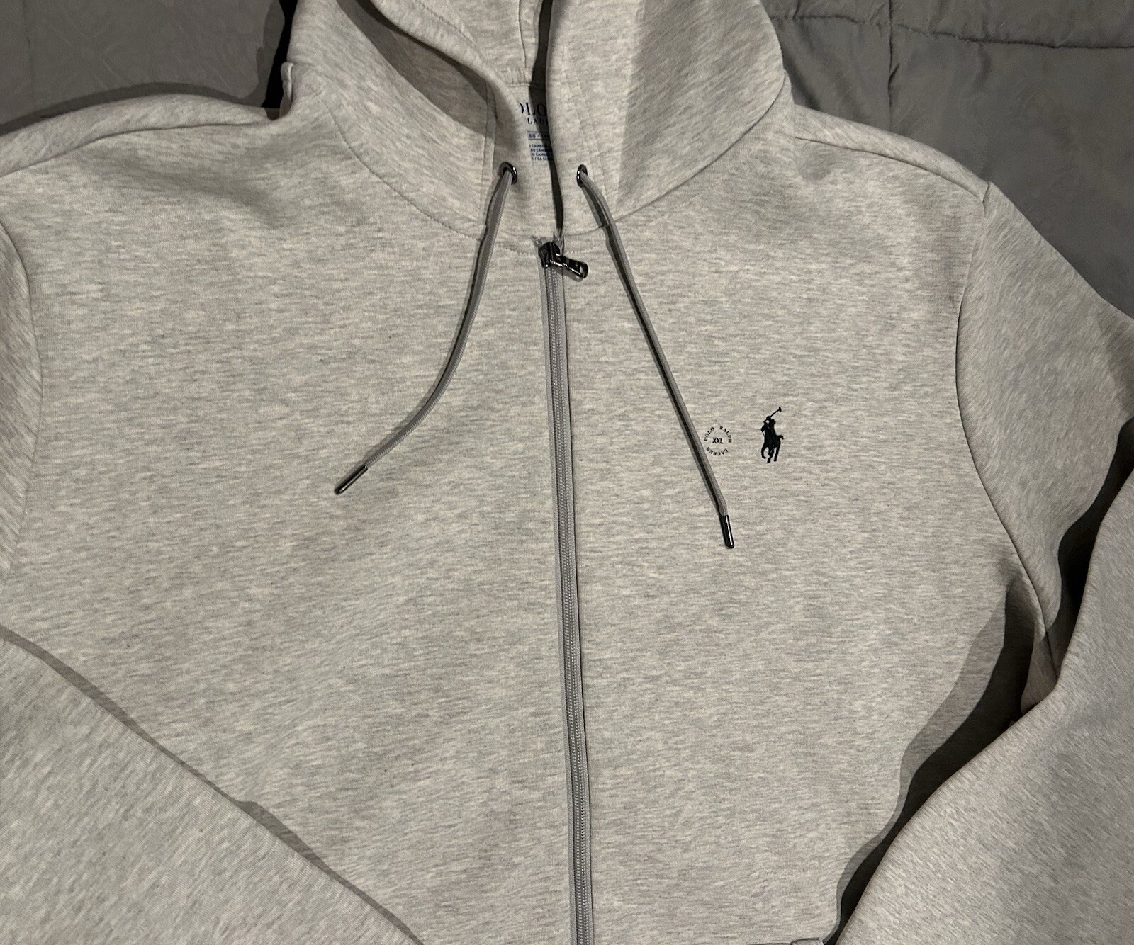 PONY Felpa Ralph Lauren Polo grigia con zip intera Ralph Lauren nuova con etichette XXL $138