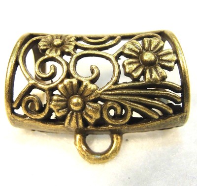 5Pcs. Large Tibetan Antique Bronze FLOWER Design SCARF BAILS Findings SBA99