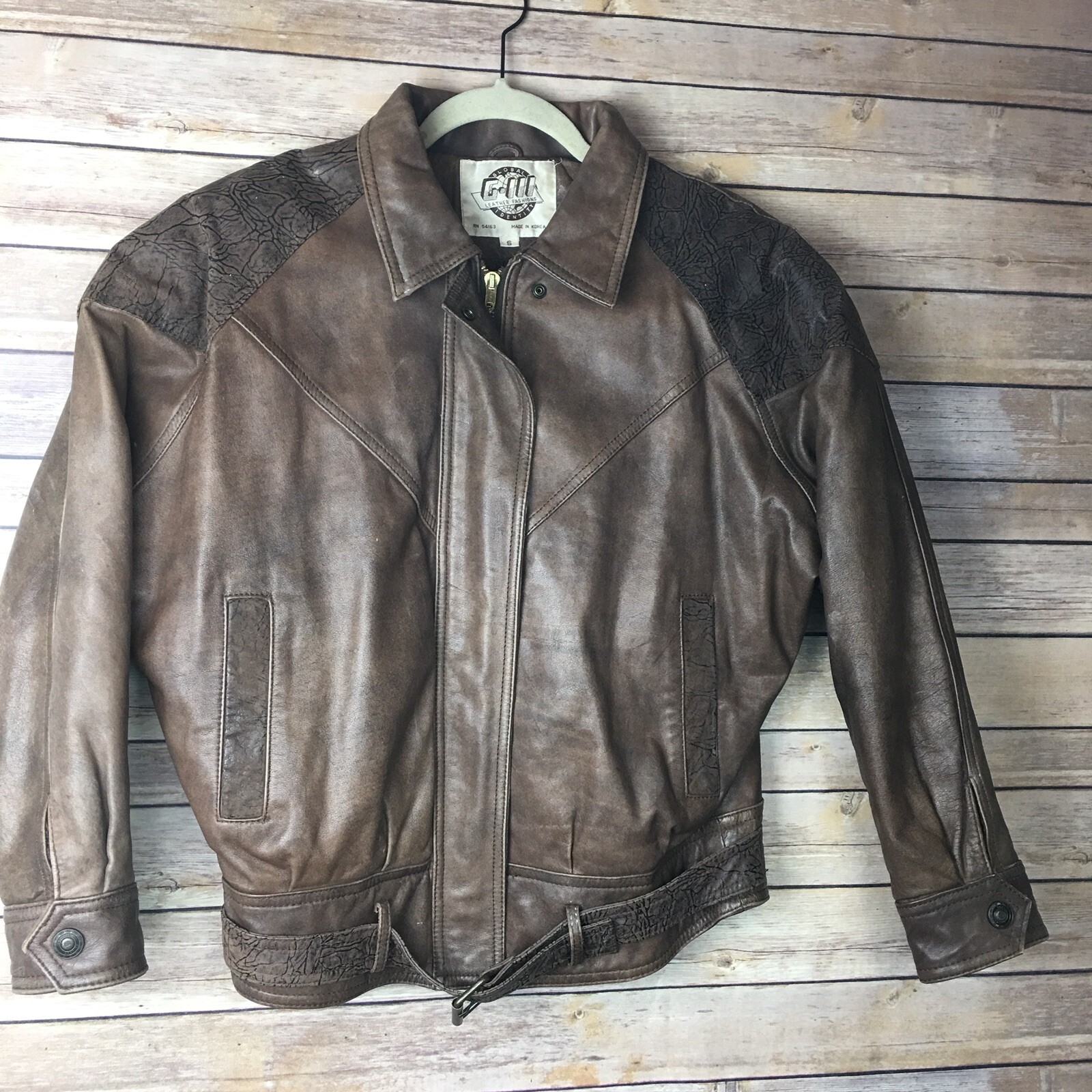 GIII Global Identity Womens Leather Jacket S Brown V… Gem