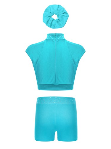 Girls Sets Figure Skating 3Pcs Training Outfit Fitness Tracksuit Shiny Workout - Picture 23 of 48