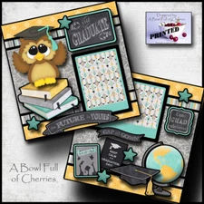 GRADUATION ~ boy or girl 2 Premade Scrapbook Pages paper printed layout ~ CHERRY