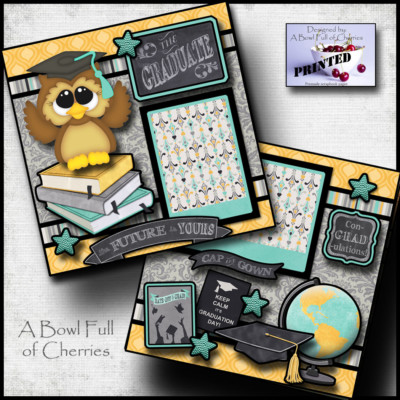 GRADUATION ~ boy or girl 2 Premade Scrapbook Pages paper printed layout ~ CHERRY