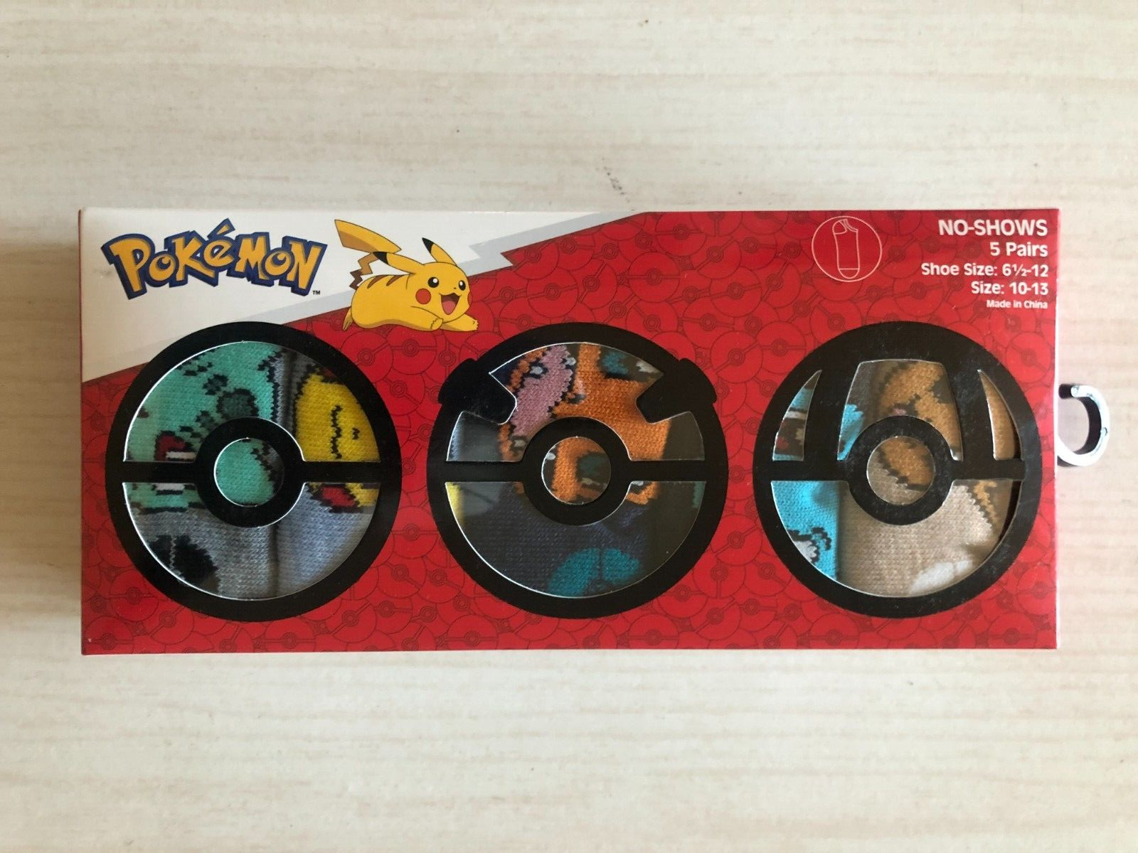 Pokemon No-Show Socks 5-Pack - Pikachu Eevee Bulbasaur Charmander Squirtle  -image