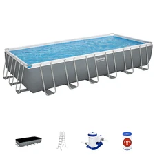 Power Steel Rectangular Swimming Pool Set above Ground Tritech Construction NEW
