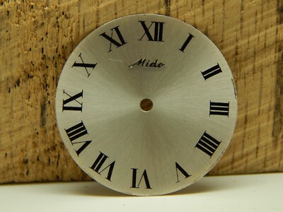Mido Vintage Watch Dial 28.98mm Pearl Black Roman Numeral Markers New Old Stock