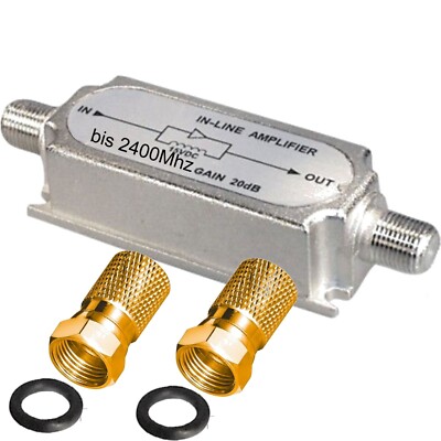 SAT TV iNLiNE Verstärker 2 F-Stecker Signalverstärker 2400Mhz 4k 8k UHD +20dB