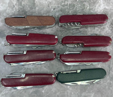 Vintage Multi-Tool Pocket Knife Lot of 8 Scout Style Camping Knives Red Green
