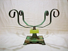 ANTIQUE VINTAGE FISH BOWL HOLDER CAST IRON HOUZE GLASS SPACER URANIUM GLOW