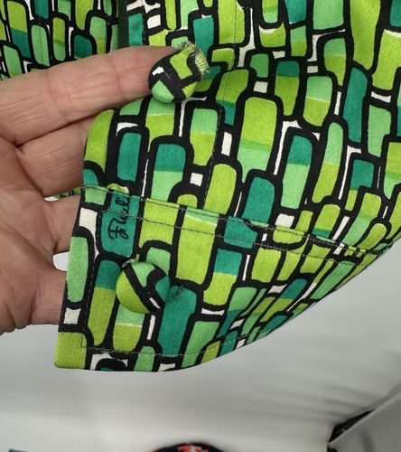 Emilio Pucci Satin Jacket/Blazer, Green Geometric M) Signature All Over Print44 - Picture 3 of 13
