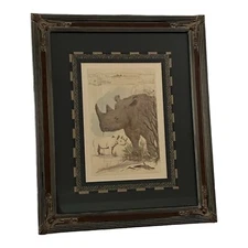 Robert Grace Rhinoceros Framed Print Hollister CA J3796 Rhino 23.5" x 19.5"