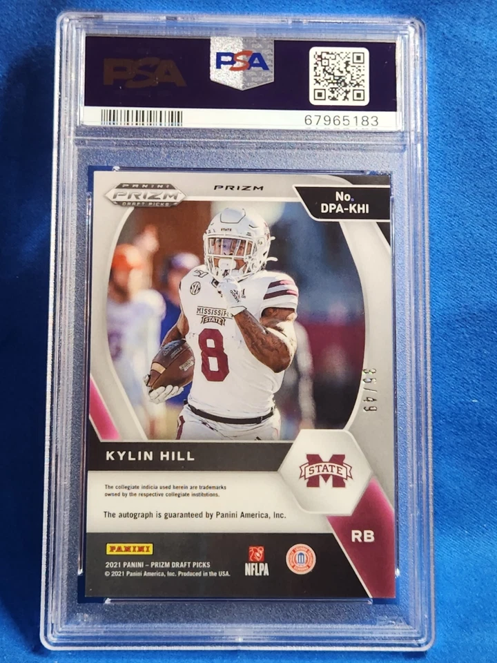 2021 Prizm Draft Picks #KHI Kylin Hill Orange Pulsar Auto🔥Psa 10/10🔥 35/49 🔥 - Image 2 of 2