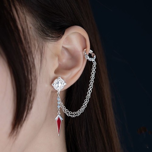 Genshin Impact Ear Stud Eardrop Ear Clip Hanging Earrings Cosplay Tartaglia Gift - Picture 3 of 4