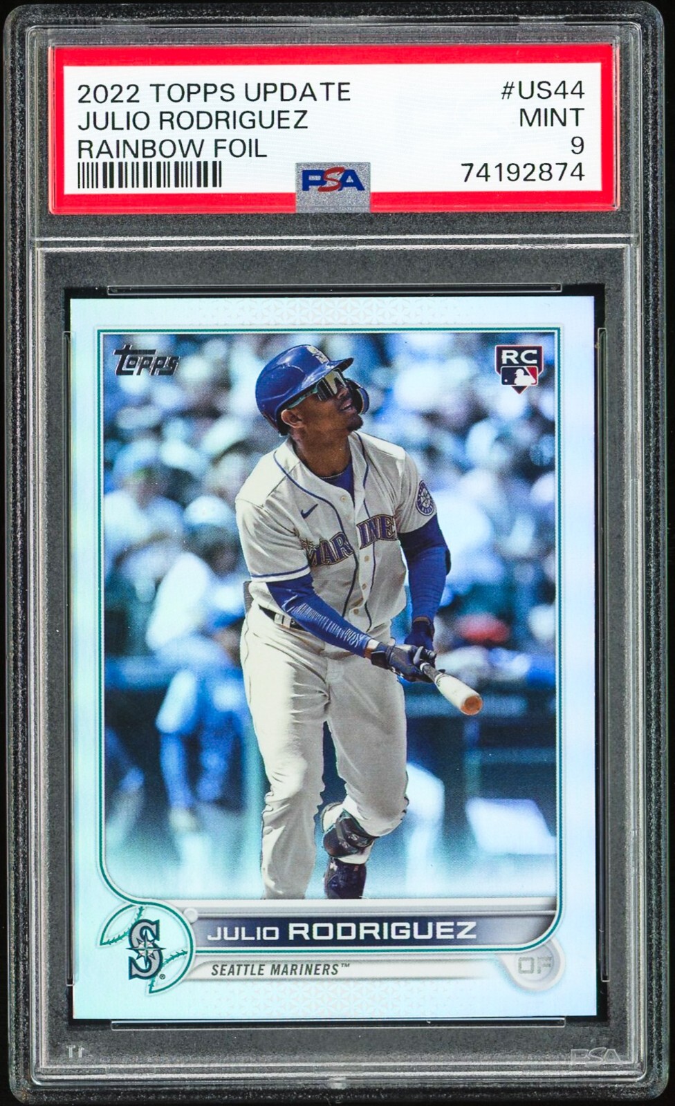 2022 Topps Update Julio Rodriguez RC RAINBOW FOIL PSA 9 MINT Rookie #US44