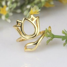 18k Gold Plated Lotus Flower Ring 925 Sterling Silver Handmade Ring Jewelry