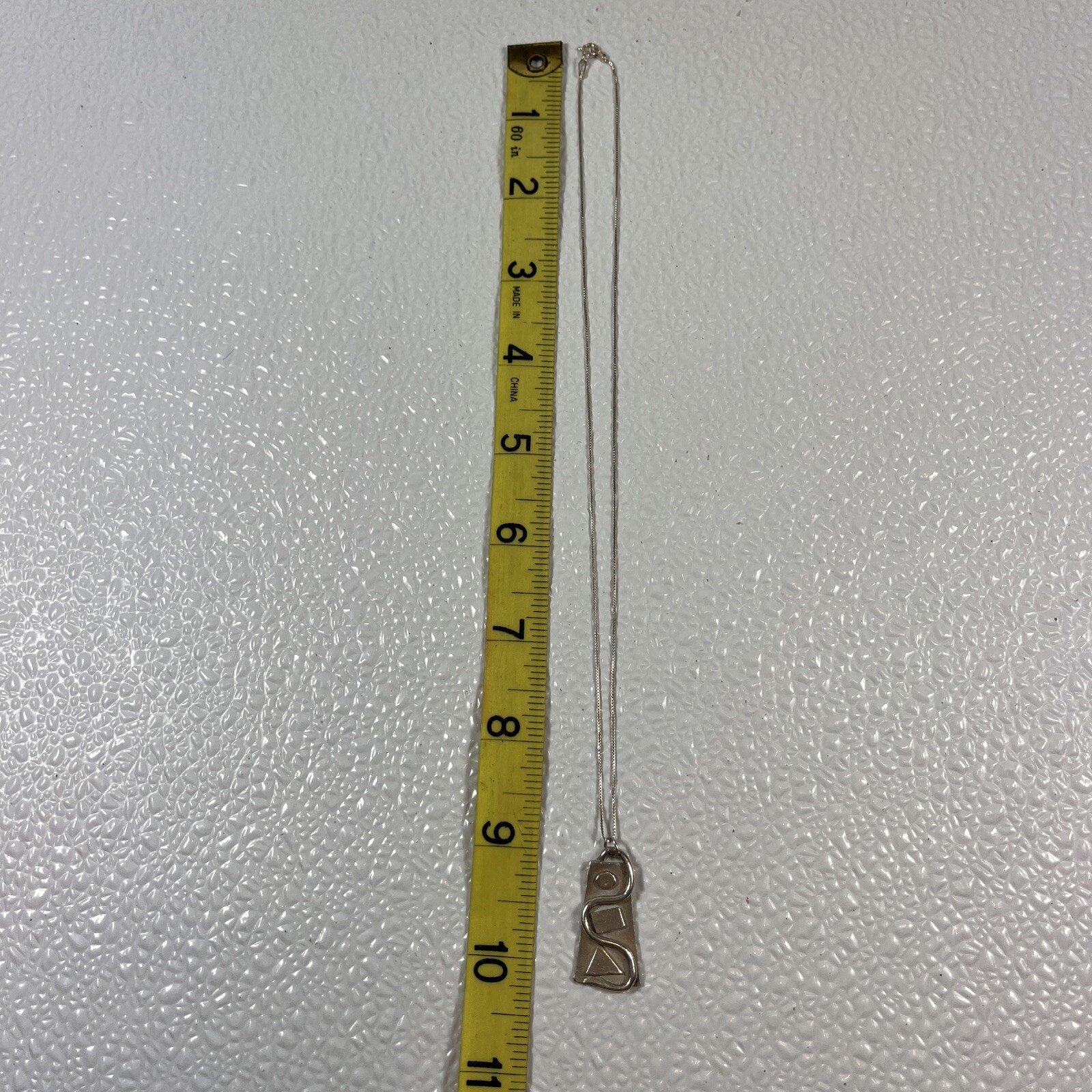 Sterling Silver Abstract Rectangle Pendant 18” Ne… - image 8