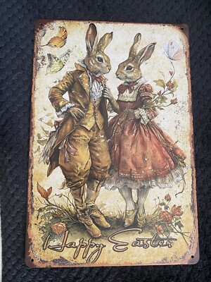 Hase Hasen Schatz #1 Handarbeit Plakette Schild Frohe Ostern Metall