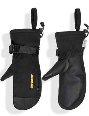 Ski Mittens Men Women, Waterproof Mittens Gloves Touch-Screen Anti-Slip Mitts
