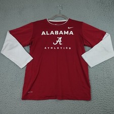 Alabama Crimson Tide Shirt Youth Large 14/16 Red White Long Sleeve Dri Fit Nike