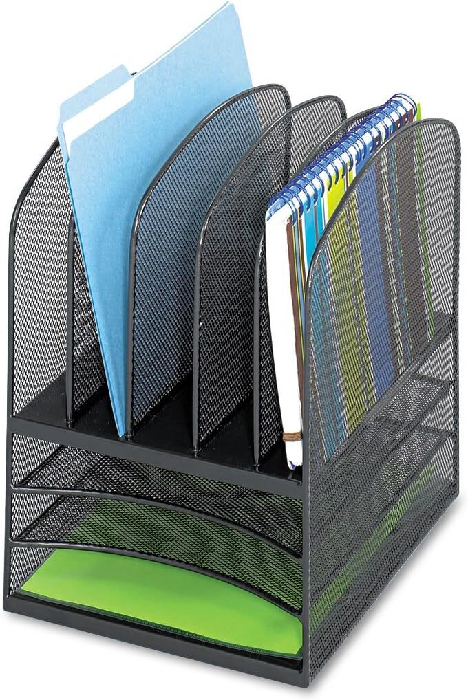 Mesh Desktop Organizer Tray for Paper Files and Office Supplies Storage