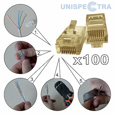 OULLX 20/50/100PCS RJ45 Ethernet Cavi Modulo Spina Connettore Di Rete RJ 45 Teste Di Cristallo - Foto 4