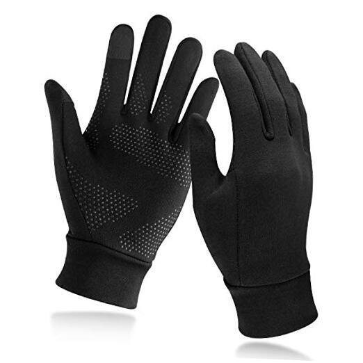 Lightweight Touchscreen Running Gloves Anti-Slip Warm Medium Black