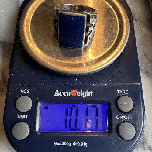 10.17 Grams Size 8 Southwestern Style Thunderbird Lapis Sterling Silver Ring - Picture 10 of 10