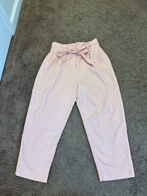 ASOS Pink Peach Balloon Pants Cropped Belted High Rise Size