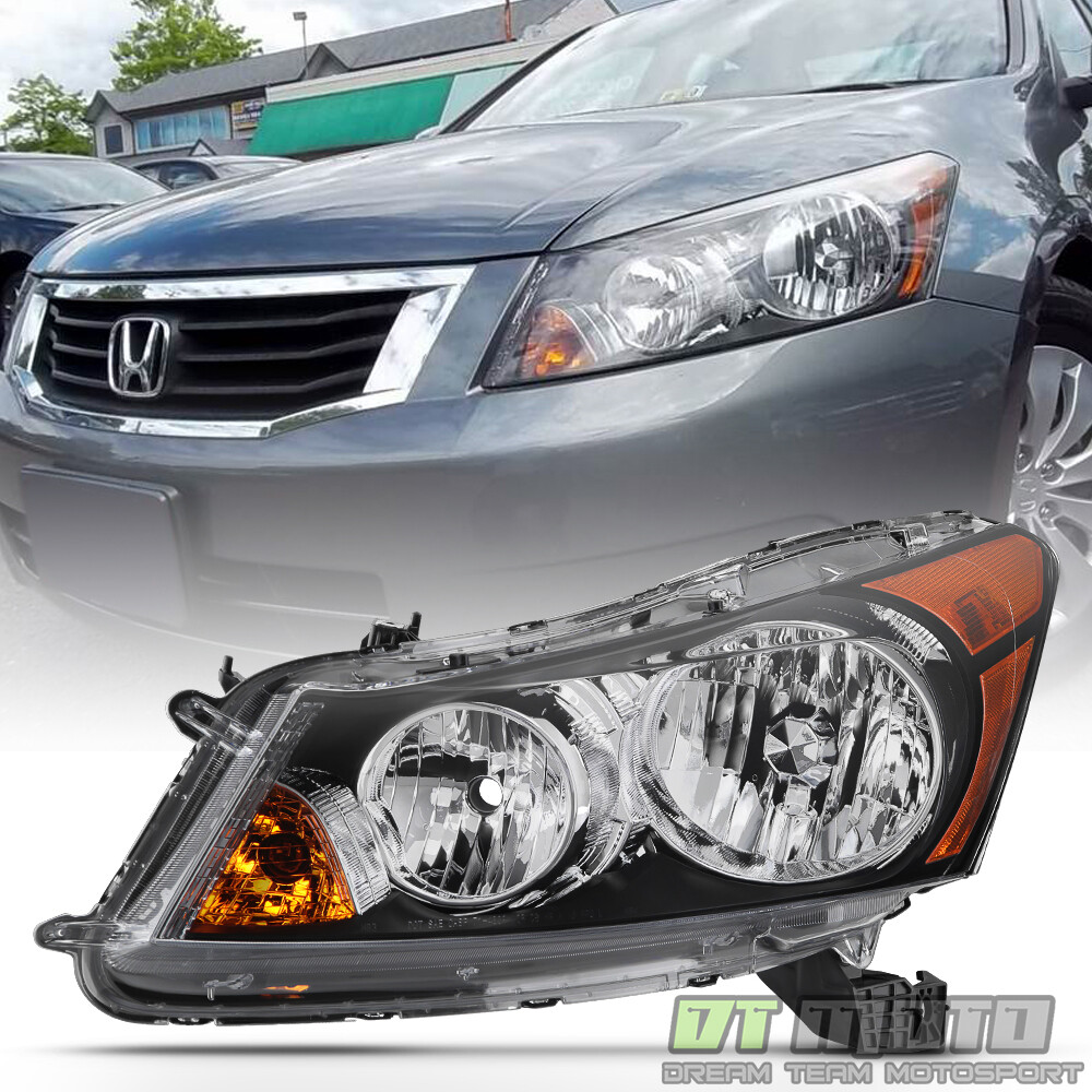 Driver Side Headlight Assembly For 2008-2012 Honda Accord Sedan (Black Housing)