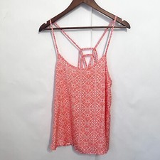 O'Neill Top Women Size L Spaghetti Strap Geometric Print Orange