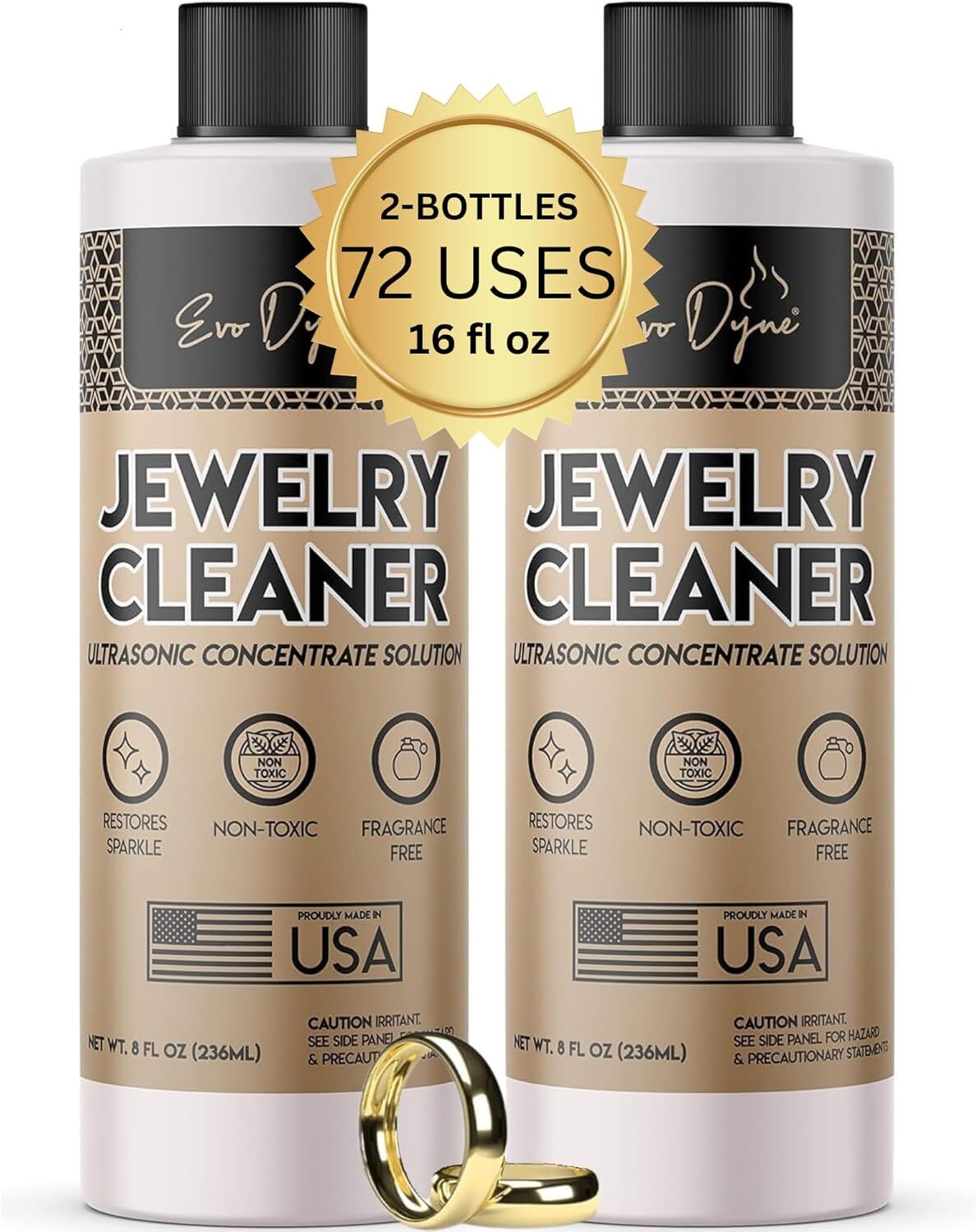 Ultrasonic Jewelry Cleaner Solution 16oz Concentrated for Rings Necklaces More