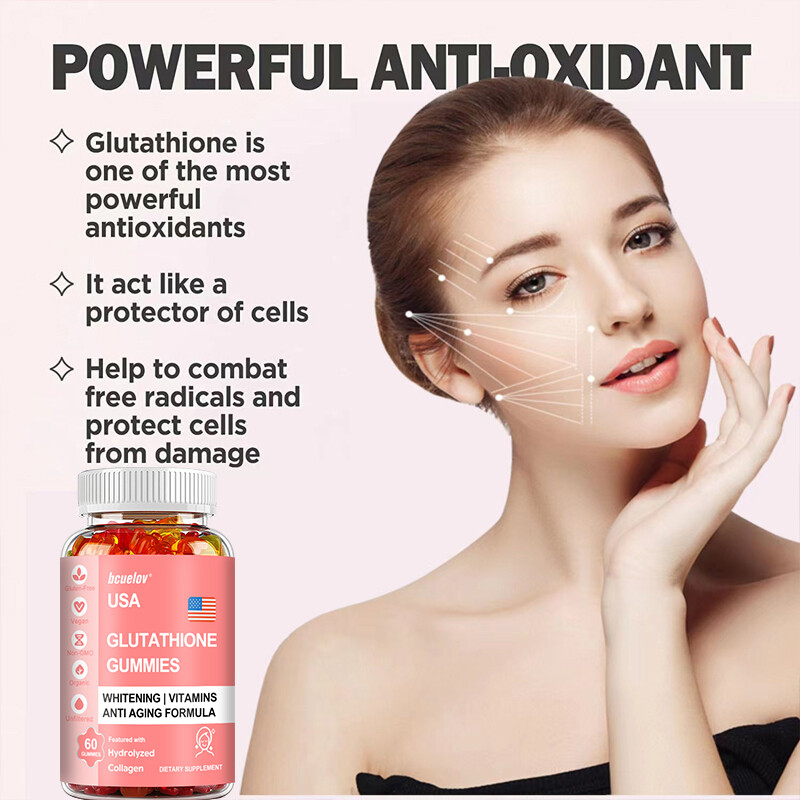 glutathione for teenager Glutathione Whitening Gummies Anti-Aging Skin Brightening Hair,Skin &Nail  Health
