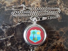 WEST INDIES CRICKET CHROME POCKET WATCH WITH CHAIN