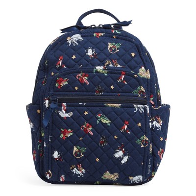 Vera Bradley Women's Cotton Small Backpack Snow Globe Motifs - Recycled Cotto...