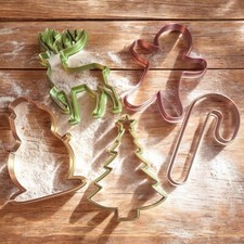 5pc Christmas Cookie Cutters - Reindeer, Tree, Cane, Snowman, Gingerbread Man