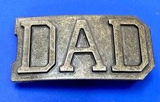 Dad Text Block Letters Brass Tonne Belt Buckle - Perfect Fathers Day Gift 
