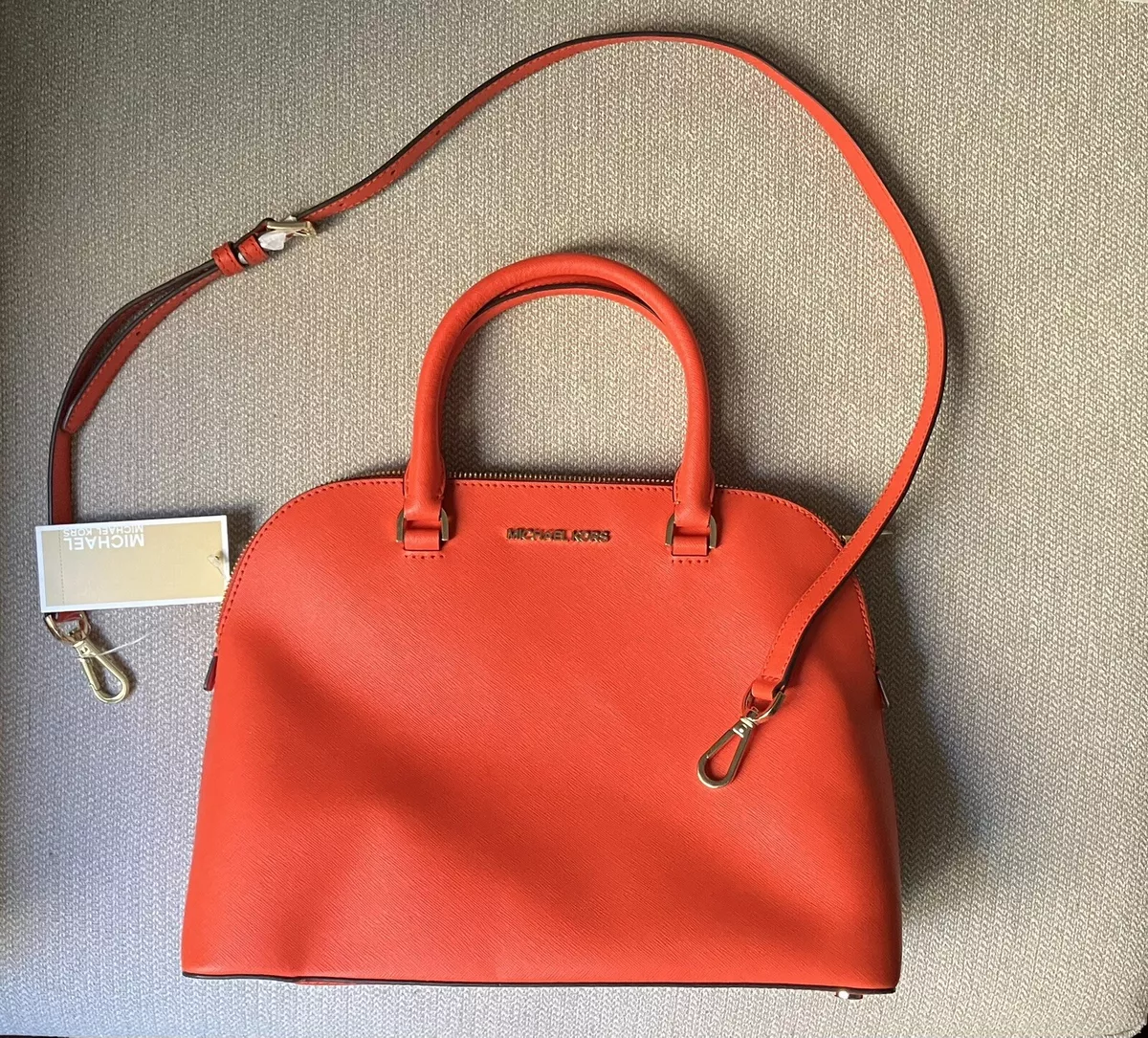 NWT Michael Kors Cindy Dome Satchel Large Crossbody Mandarin Leather w/COA