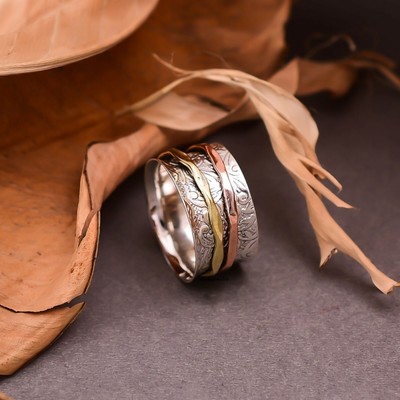 Solid 925 Sterling Silver Spinner Ring Handmade Ring Statement Ring sr9926