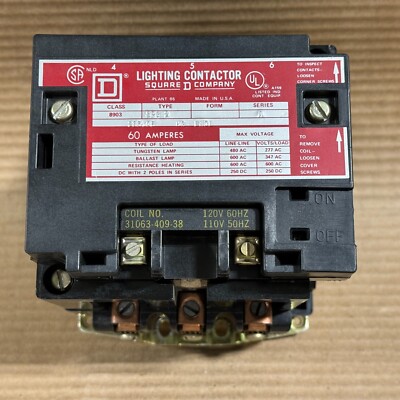 Spg2 Module SQUARE D 8903 SPG2 SER A 2 POLE 60 AMP LIGHTING CONTACTOR 250V 120V ...