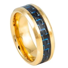 Tungsten Ring Band Yellow Gold Plated High Polish For Men & Women