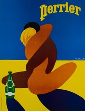 Bernard Villemot, c.a. 1990s - PERRIER - Original vintage poster cm 60 x 45,5