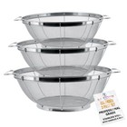 U.S. Kitchen 3pc Colander Set, Stainless Steel Mesh Strainer Net Baskets 3 4 5qt