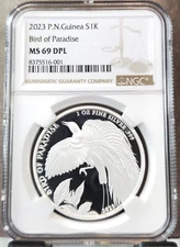 2023 P. NEW GUINEA SILVER 1 KINA BIRD OF PARADISE NGC PF 69 ULTRA CAMEO TOP POP