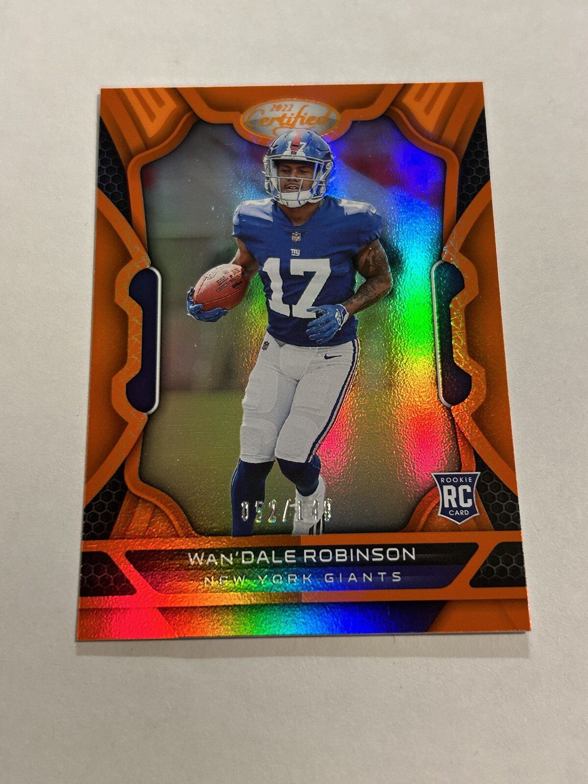 2022 PANINI CERTIFIED WAN’DALE ROBINSON 52/149 MIRROR ORANGE ROOKIE GIANTS SP