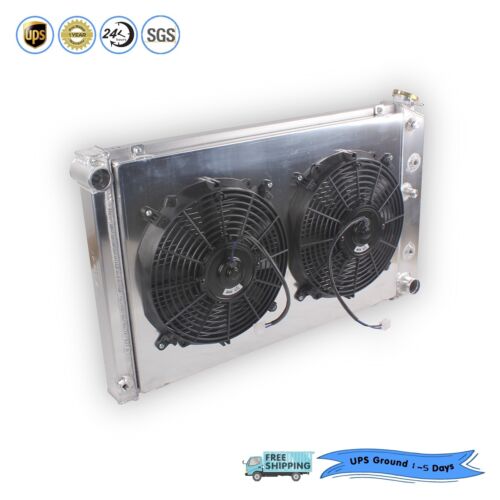 4 Row Aluminum Radiator &Shroud fans fit Chevy 1970-81 Camaro/ 78-87 Monte Carlo - Picture 1 of 12