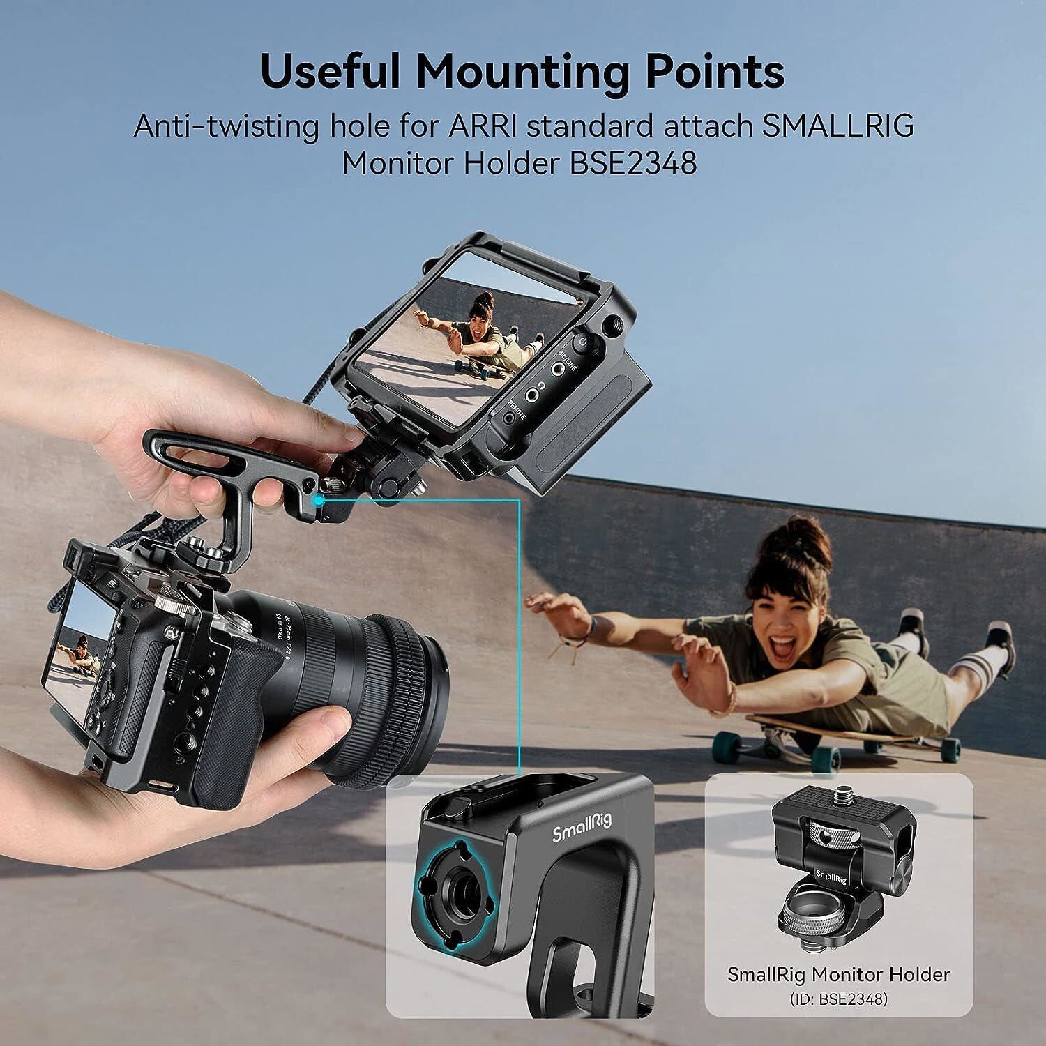 SmallRig Mini Top Handle for Lightweight Vlogging Cameras with 14-20 Screws