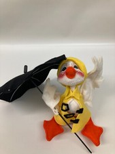 Annalee Spring White Duck In Raincoat With Umbrella Felt Plush 1993 Posable Doll