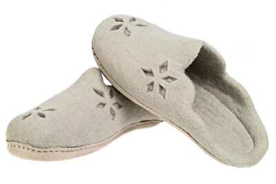 Eco Friendly Natural Sheep Wool Felted Handmade Shoes Footwear Slippers