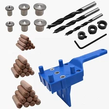 44Pcs Woodworking Doweling Jig Kit Handheld Wood Drilling Dow Blue