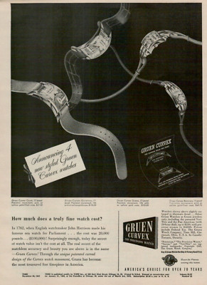 1945 Gruen Curvex Fine Watch The Most Treasured Timepiece 70 Yr VINTAGE PRINT AD
